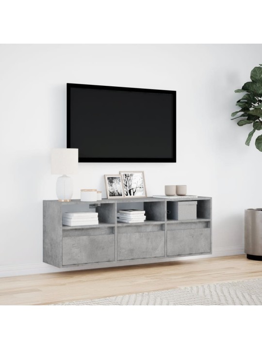 Nástěnná TV skříňka s LED osvětlením betonově šedá 130x31x45 cm
