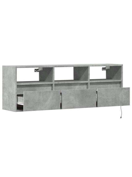 Nástěnná TV skříňka s LED osvětlením betonově šedá 130x31x45 cm