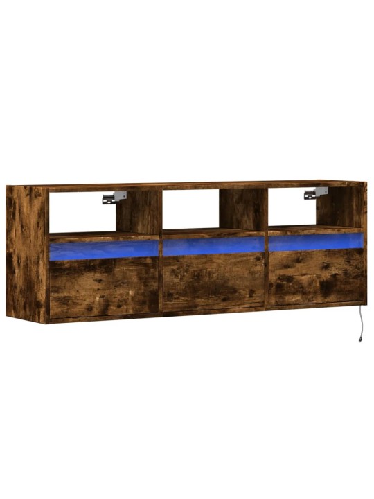 Nástěnná tv skříňka s led osvětlením kouřový dub 130x31x45 cm