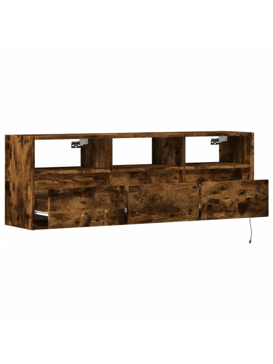 Nástěnná tv skříňka s led osvětlením kouřový dub 130x31x45 cm
