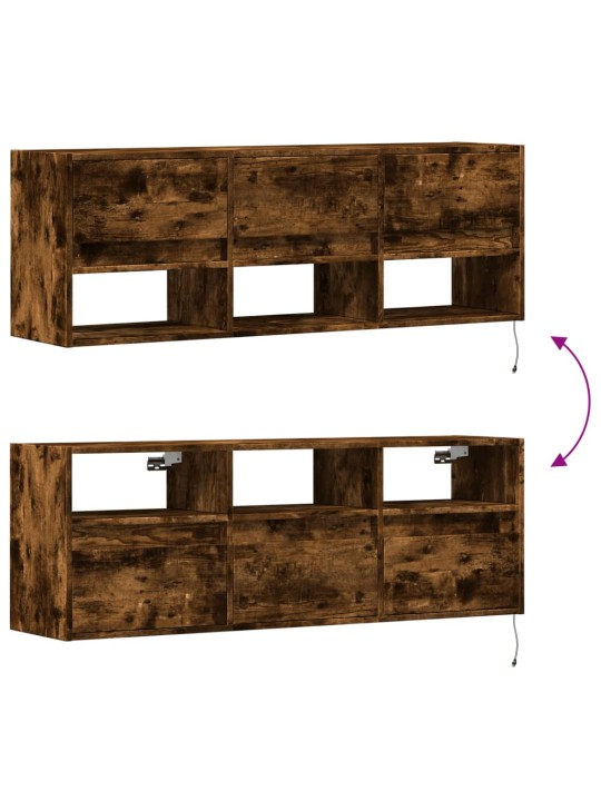 Nástěnná tv skříňka s led osvětlením kouřový dub 130x31x45 cm