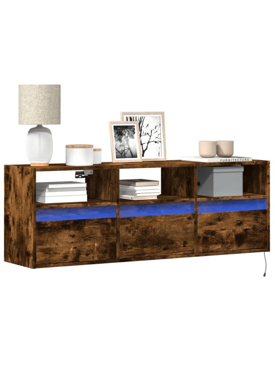 Nástěnná tv skříňka s led osvětlením kouřový dub 130x31x45 cm