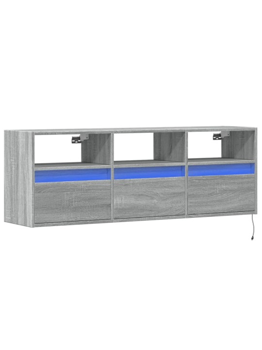 Nástěnná tv skříňka s led osvětlením šedá sonoma 130x31x45 cm