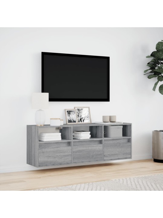 Nástěnná tv skříňka s led osvětlením šedá sonoma 130x31x45 cm