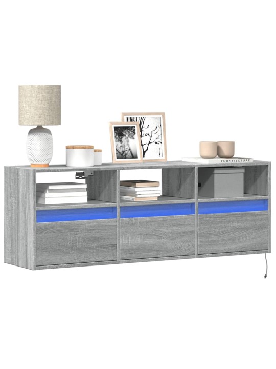 Nástěnná tv skříňka s led osvětlením šedá sonoma 130x31x45 cm