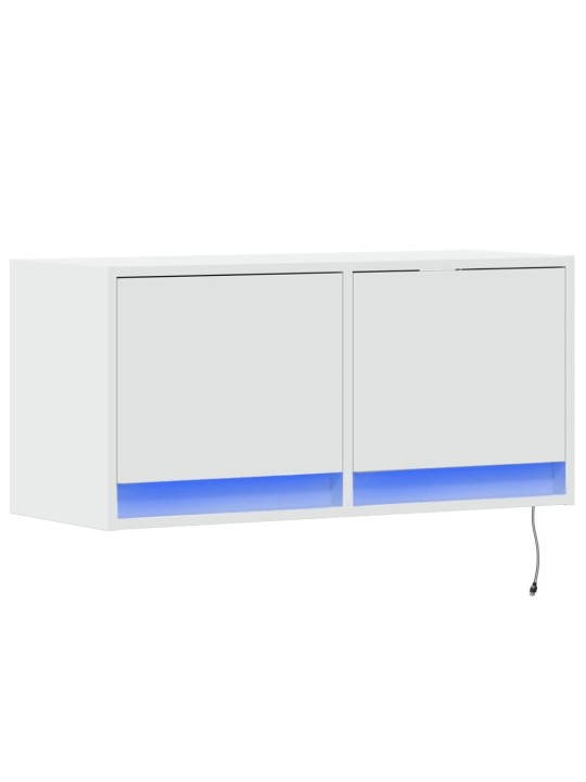 Nástěnná TV skříňka s LED osvětlením bílá 80 x 31 x 35 cm