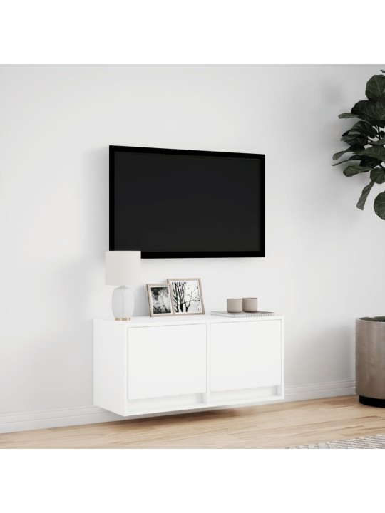 Nástěnná TV skříňka s LED osvětlením bílá 80 x 31 x 35 cm
