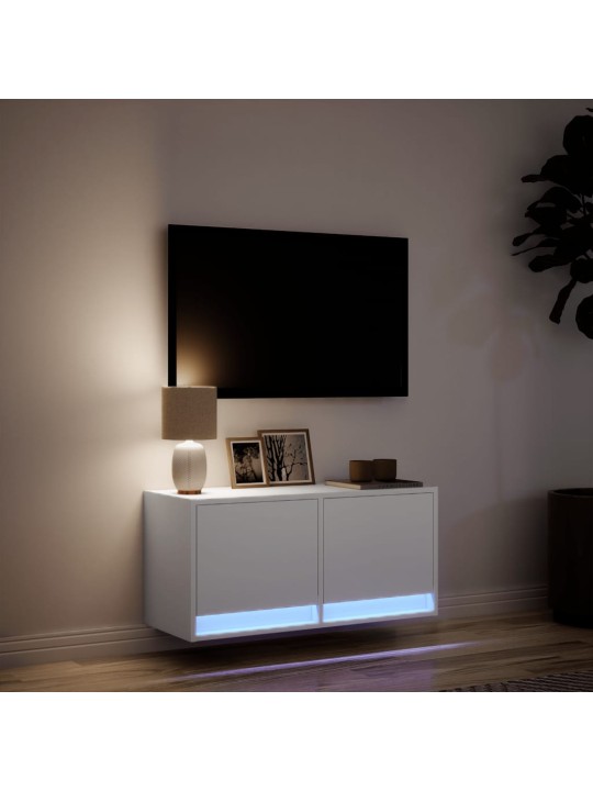 Nástěnná TV skříňka s LED osvětlením bílá 80 x 31 x 35 cm