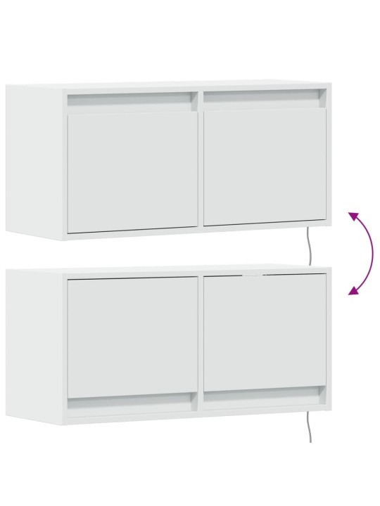Nástěnná TV skříňka s LED osvětlením bílá 80 x 31 x 35 cm