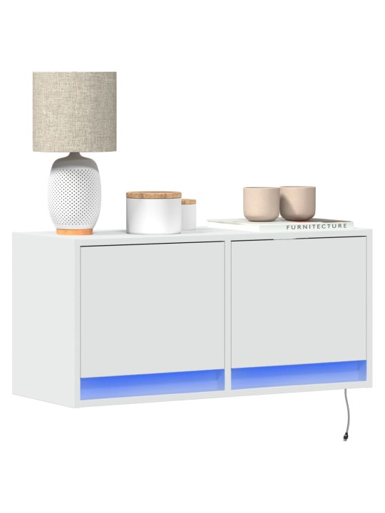 Nástěnná TV skříňka s LED osvětlením bílá 80 x 31 x 35 cm