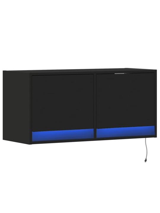 Nástěnná TV skříňka s LED osvětlením černá 80 x 31 x 35 cm