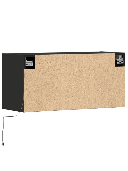 Nástěnná TV skříňka s LED osvětlením černá 80 x 31 x 35 cm