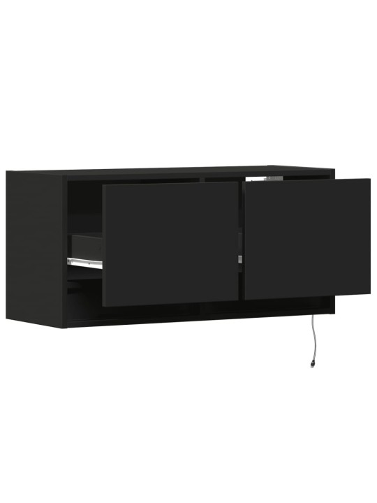 Nástěnná TV skříňka s LED osvětlením černá 80 x 31 x 35 cm