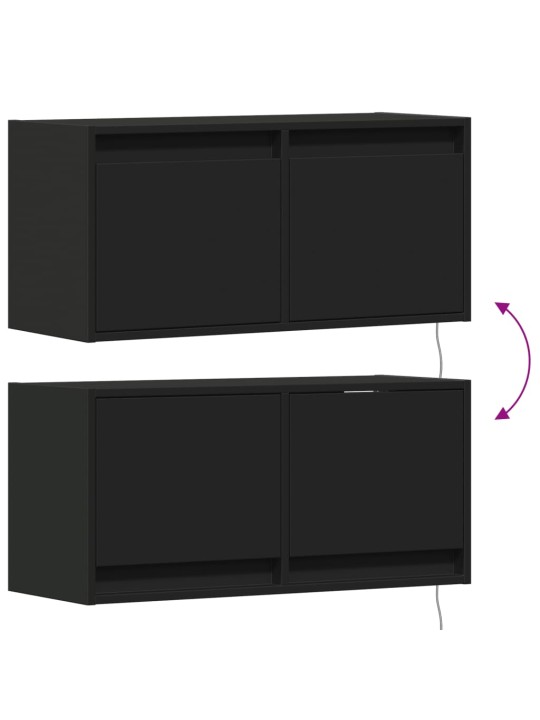 Nástěnná TV skříňka s LED osvětlením černá 80 x 31 x 35 cm