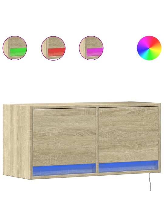 Nástěnná TV skříňka s LED osvětlením dub sonoma 80 x 31 x 35 cm