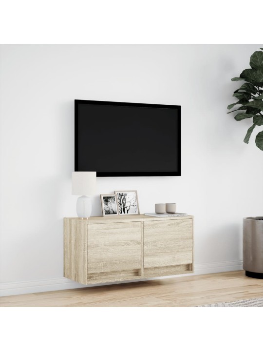 Nástěnná TV skříňka s LED osvětlením dub sonoma 80 x 31 x 35 cm