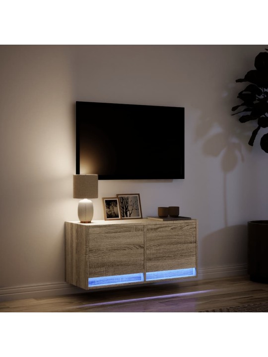 Nástěnná TV skříňka s LED osvětlením dub sonoma 80 x 31 x 35 cm