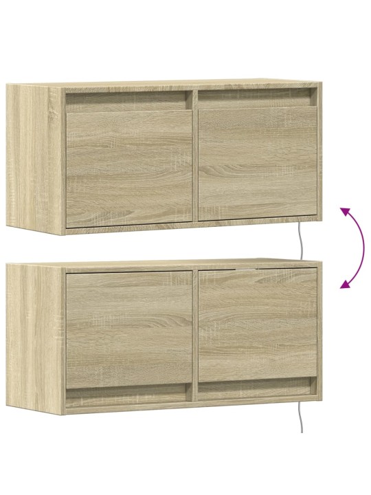 Nástěnná TV skříňka s LED osvětlením dub sonoma 80 x 31 x 35 cm