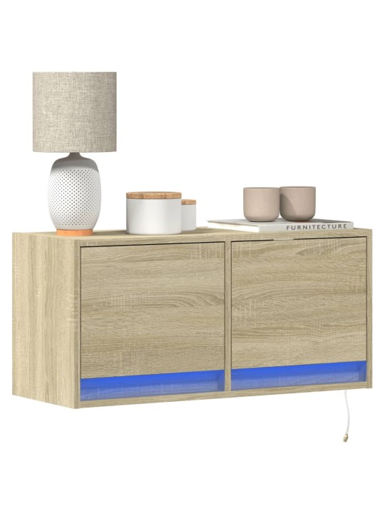 Nástěnná TV skříňka s LED osvětlením dub sonoma 80 x 31 x 35 cm