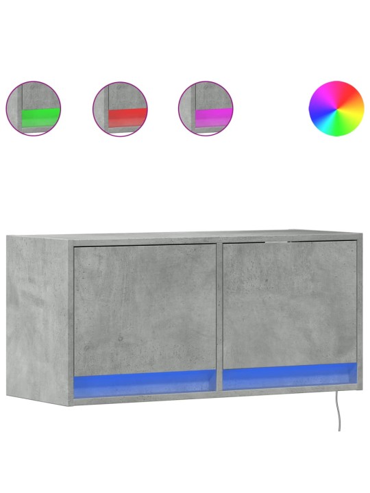 Nástěnná TV skříňka s LED osvětlením betonově šedá 80x31x35 cm