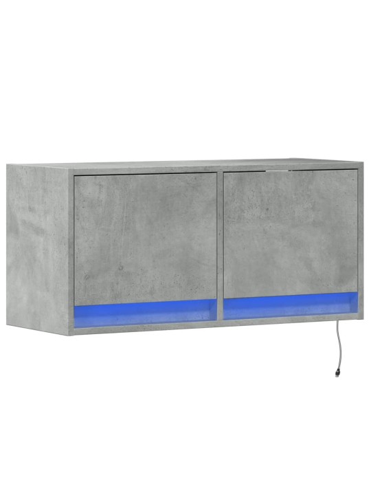 Nástěnná TV skříňka s LED osvětlením betonově šedá 80x31x35 cm