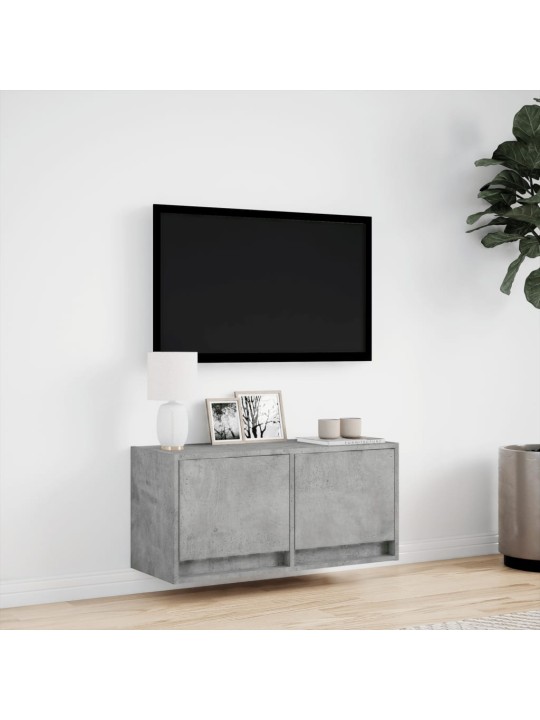 Nástěnná TV skříňka s LED osvětlením betonově šedá 80x31x35 cm
