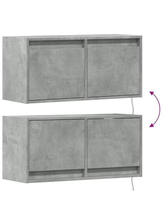 Nástěnná TV skříňka s LED osvětlením betonově šedá 80x31x35 cm