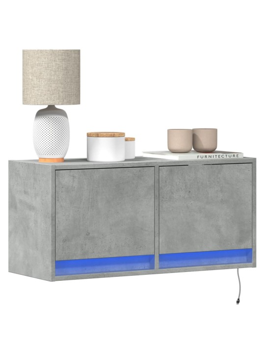 Nástěnná TV skříňka s LED osvětlením betonově šedá 80x31x35 cm