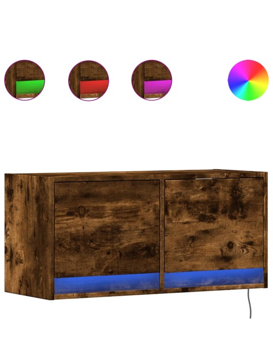 Nástěnná tv skříňka s led osvětlením kouřový dub 80x31x35 cm