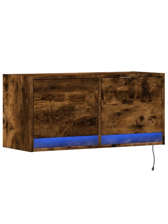 Nástěnná tv skříňka s led osvětlením kouřový dub 80x31x35 cm
