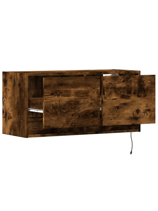 Nástěnná tv skříňka s led osvětlením kouřový dub 80x31x35 cm