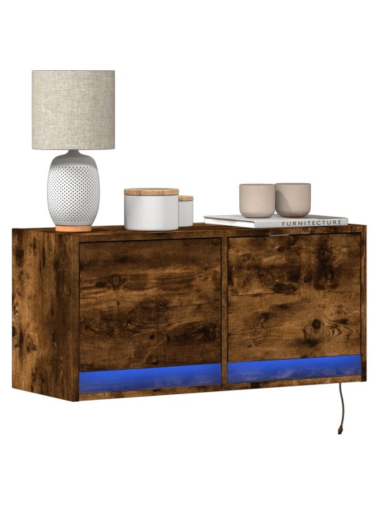Nástěnná tv skříňka s led osvětlením kouřový dub 80x31x35 cm