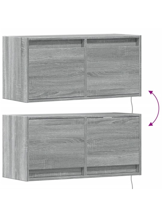 Nástěnná tv skříňka s led osvětlením šedá sonoma 80x31x35 cm
