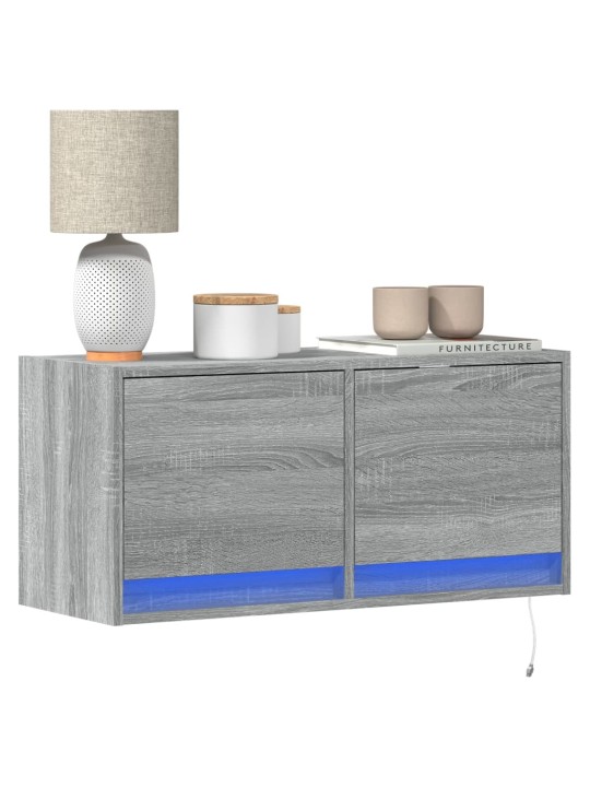 Nástěnná tv skříňka s led osvětlením šedá sonoma 80x31x35 cm