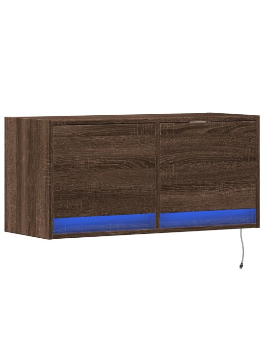 Nástěnná tv skříňka s led osvětlením hnědý dub 80 x 31 x 35 cm