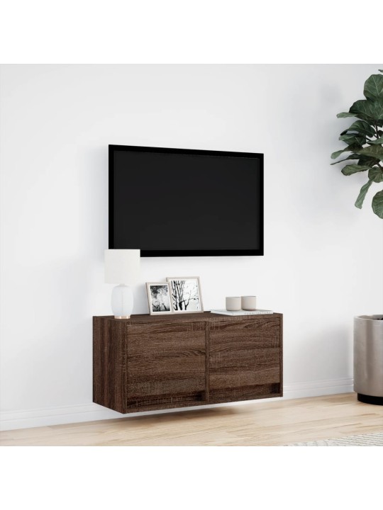 Nástěnná tv skříňka s led osvětlením hnědý dub 80 x 31 x 35 cm