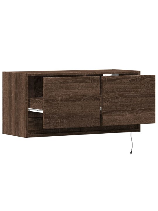 Nástěnná tv skříňka s led osvětlením hnědý dub 80 x 31 x 35 cm
