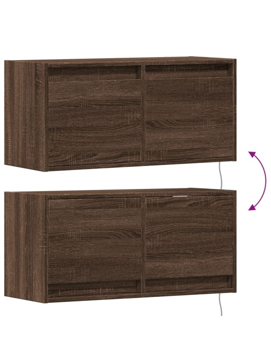 Nástěnná tv skříňka s led osvětlením hnědý dub 80 x 31 x 35 cm