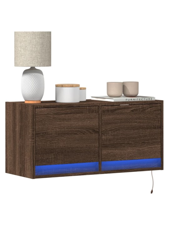 Nástěnná tv skříňka s led osvětlením hnědý dub 80 x 31 x 35 cm