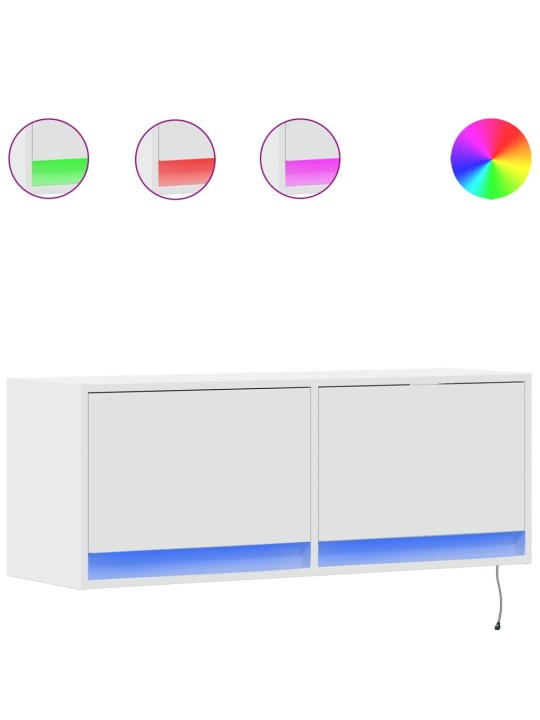 Nástěnná TV skříňka s LED osvětlením bílá 100 x 31 x 35 cm