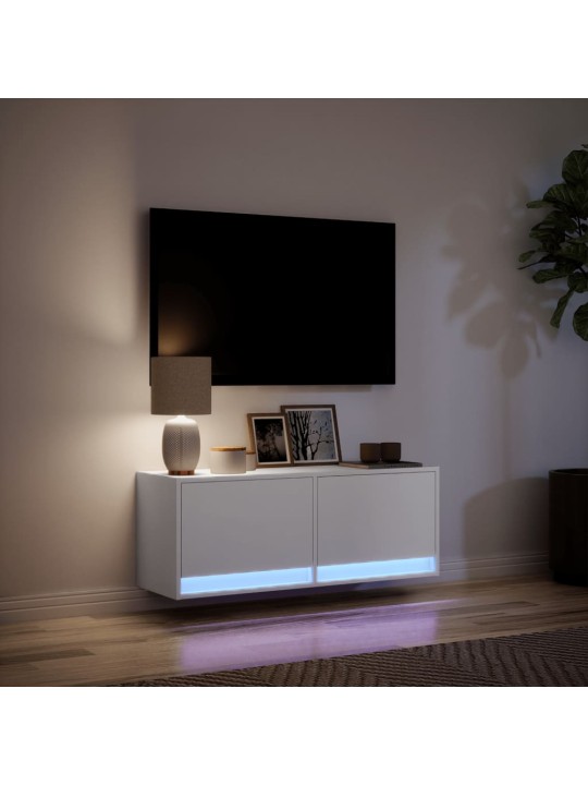 Nástěnná TV skříňka s LED osvětlením bílá 100 x 31 x 35 cm