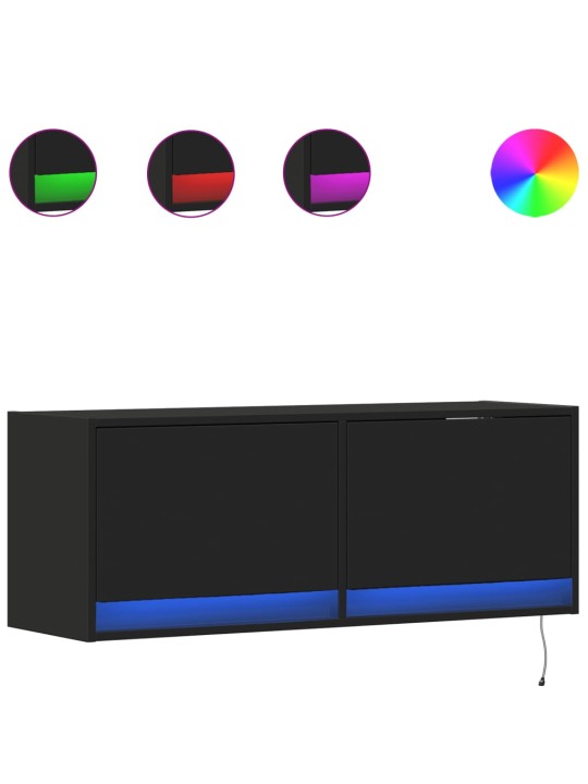 Nástěnná TV skříňka s LED osvětlením černá 100 x 31 x 35 cm