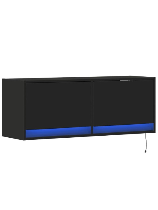 Nástěnná TV skříňka s LED osvětlením černá 100 x 31 x 35 cm