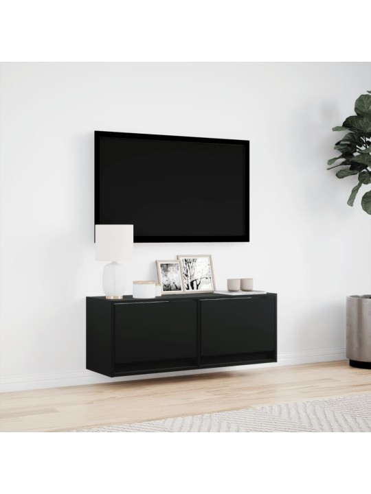 Nástěnná TV skříňka s LED osvětlením černá 100 x 31 x 35 cm