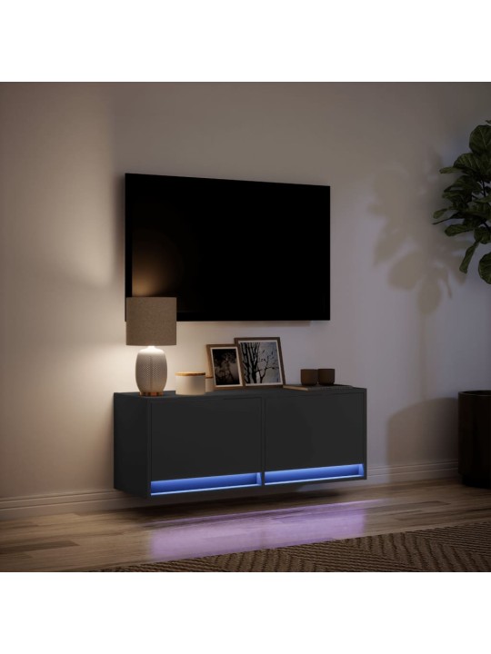Nástěnná TV skříňka s LED osvětlením černá 100 x 31 x 35 cm
