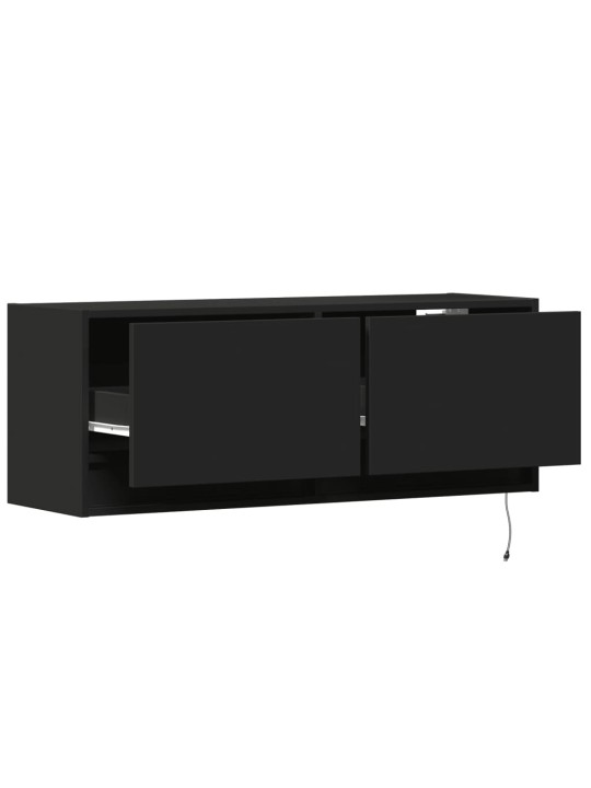 Nástěnná TV skříňka s LED osvětlením černá 100 x 31 x 35 cm
