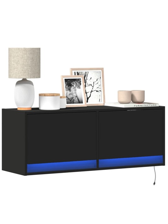 Nástěnná TV skříňka s LED osvětlením černá 100 x 31 x 35 cm