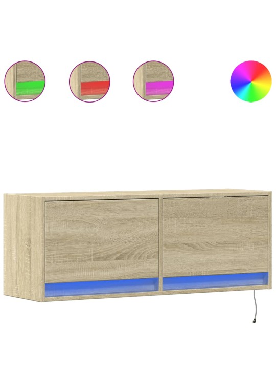 Nástěnná TV skříňka s LED osvětlením dub sonoma 100x31x35 cm