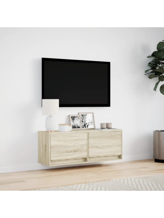Nástěnná TV skříňka s LED osvětlením dub sonoma 100x31x35 cm