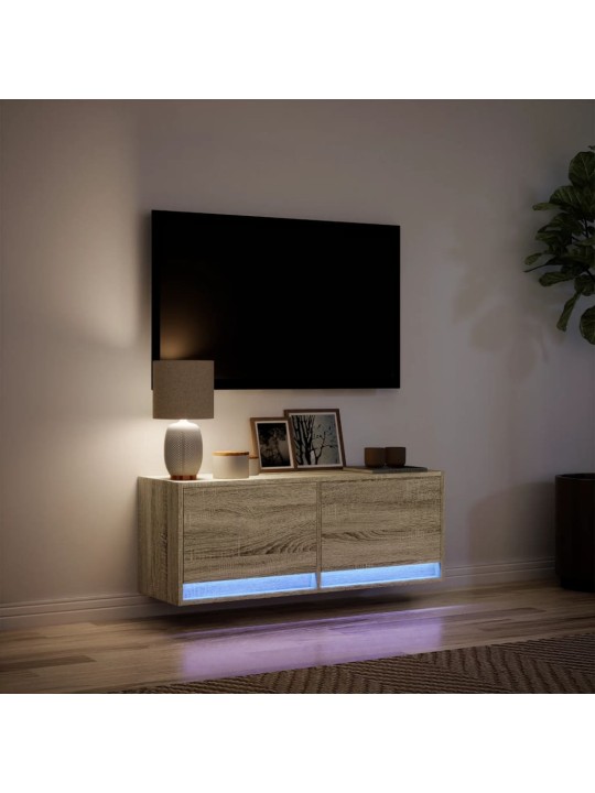 Nástěnná TV skříňka s LED osvětlením dub sonoma 100x31x35 cm